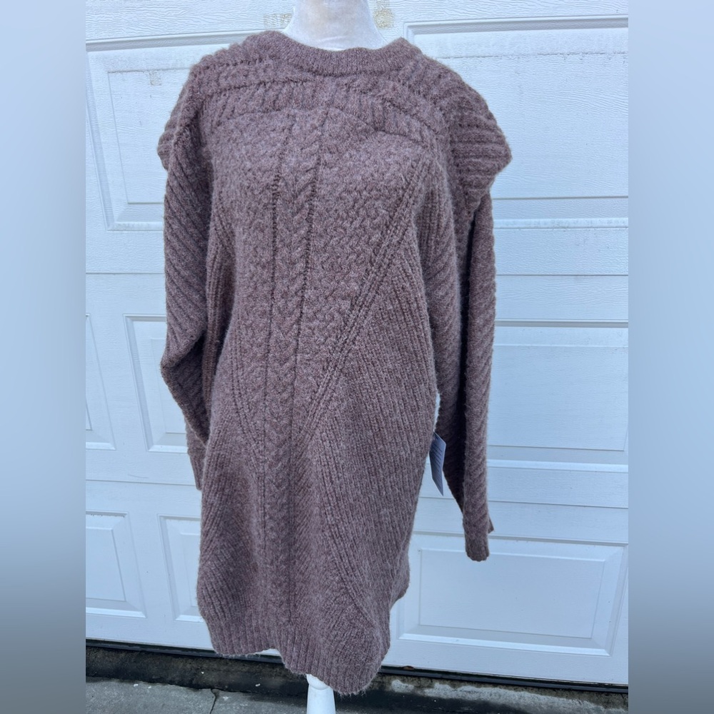 ASTR the Label knit sweater Dress brown long sleeves shoulder pad XL